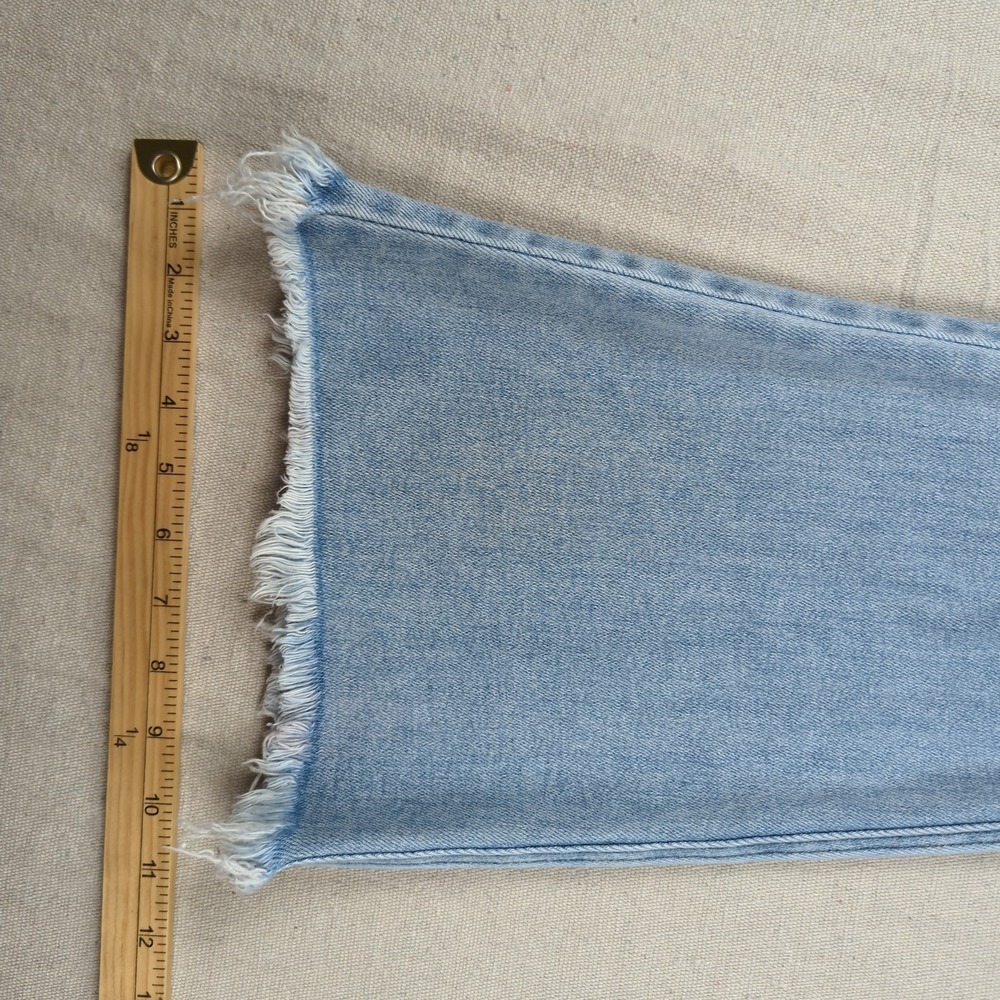 Flying Monkey Jeans Womens 23 Blue High Rise Flare Stretch Distressed Frayed - Picture 6 of 15
